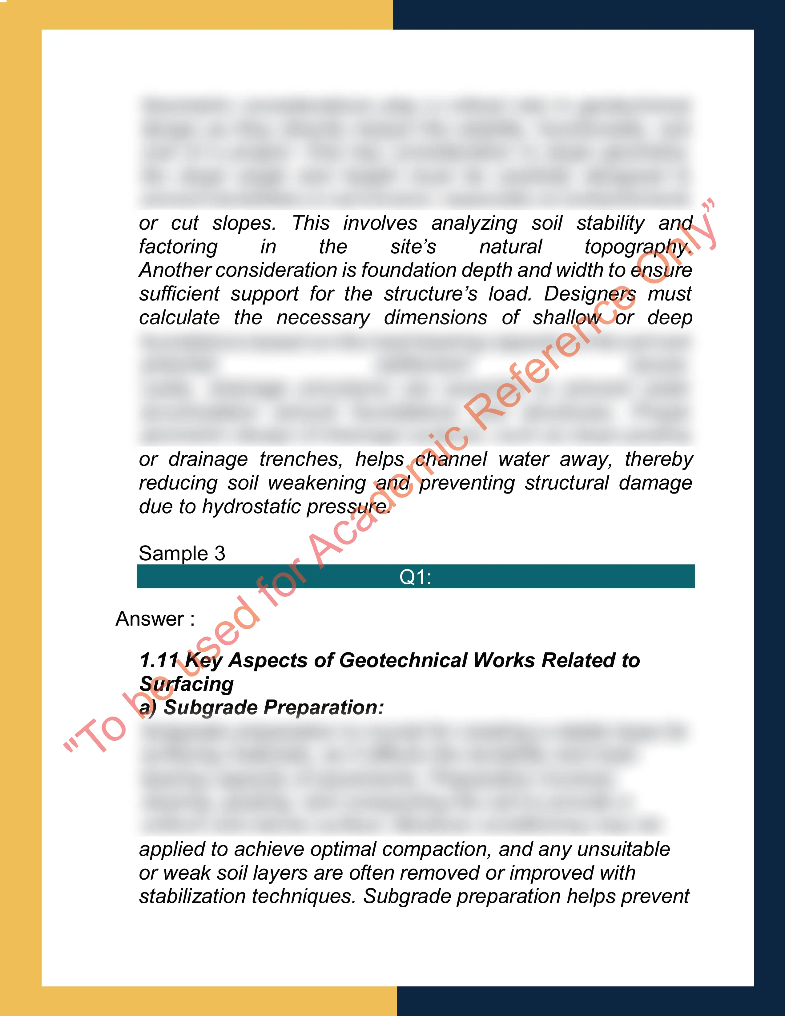 Sample Solution for RIICWD507D - Prepare detailed geotechnical design 7